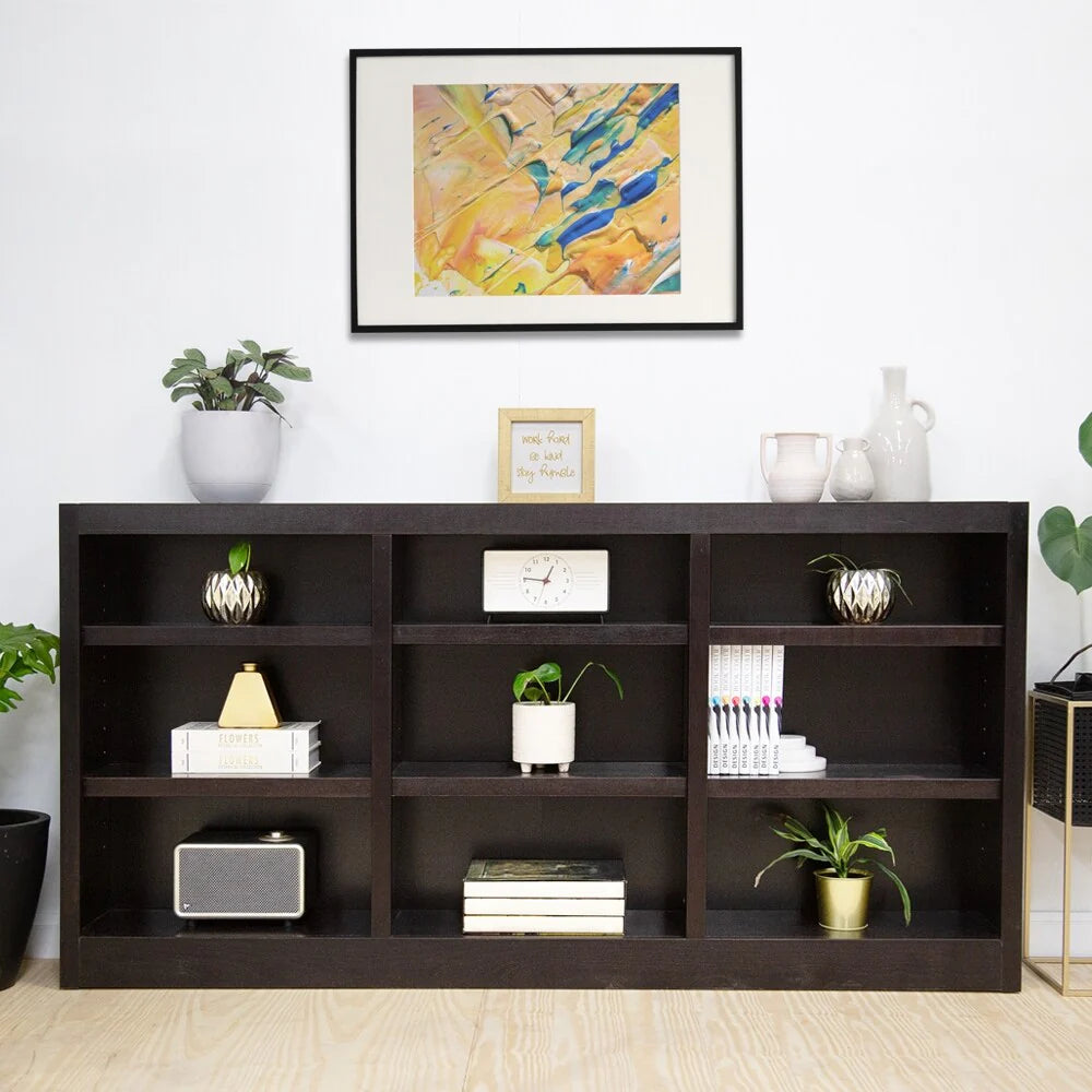 ZenVora Triple Wide Wood Bookcase, 9 Shelf 36 Inch Tall Bookshelf for Home, Office and Display Storage