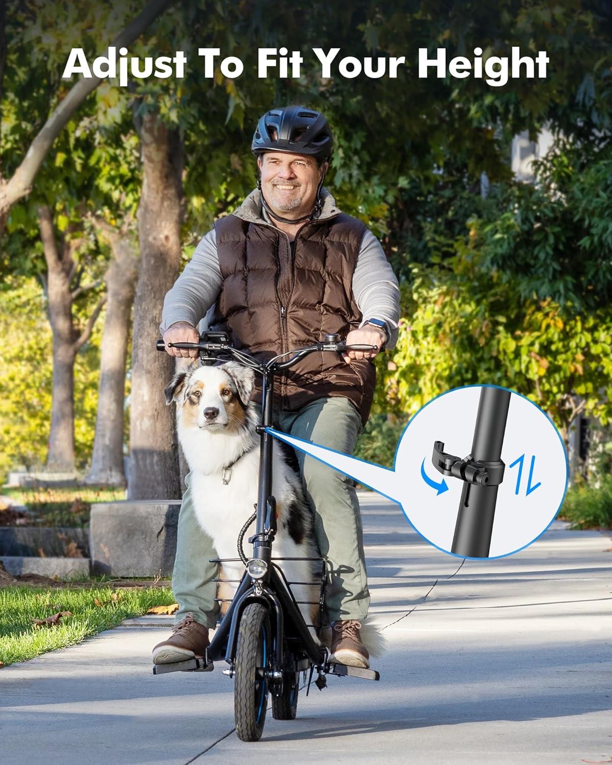 ZenVora Adults Electric Scooter with Large Middle Basket