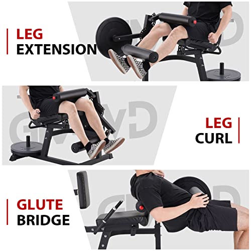 ZenVora Leg Extension and Leg Curl Machine, Adjustable Lower Body Exercise Bench, Strength Training Equipment for Home Gym and Fitness Workouts