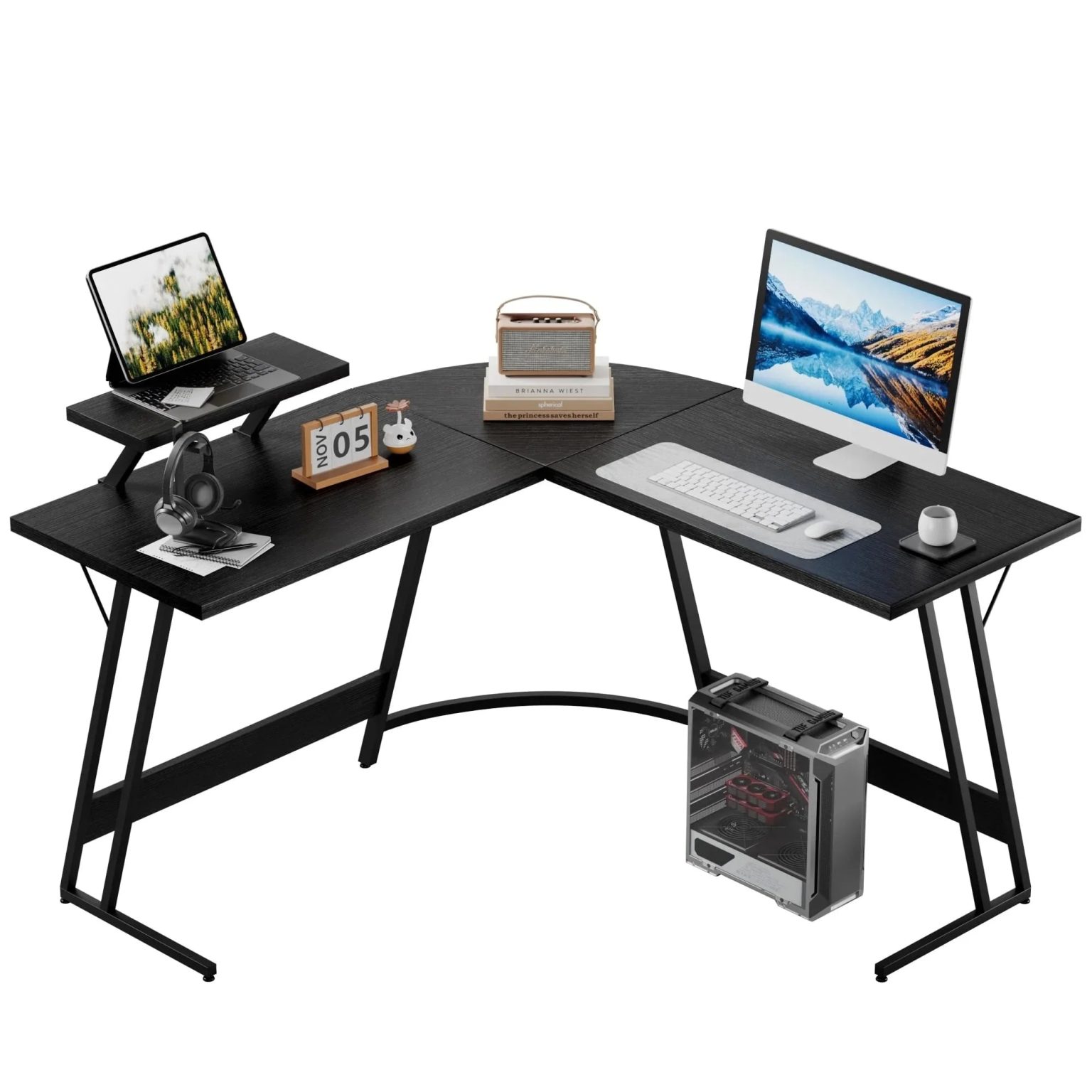 ZenVora L-Shaped Gaming Desk, Computer Corner Desk and Office Writing Desk for Home