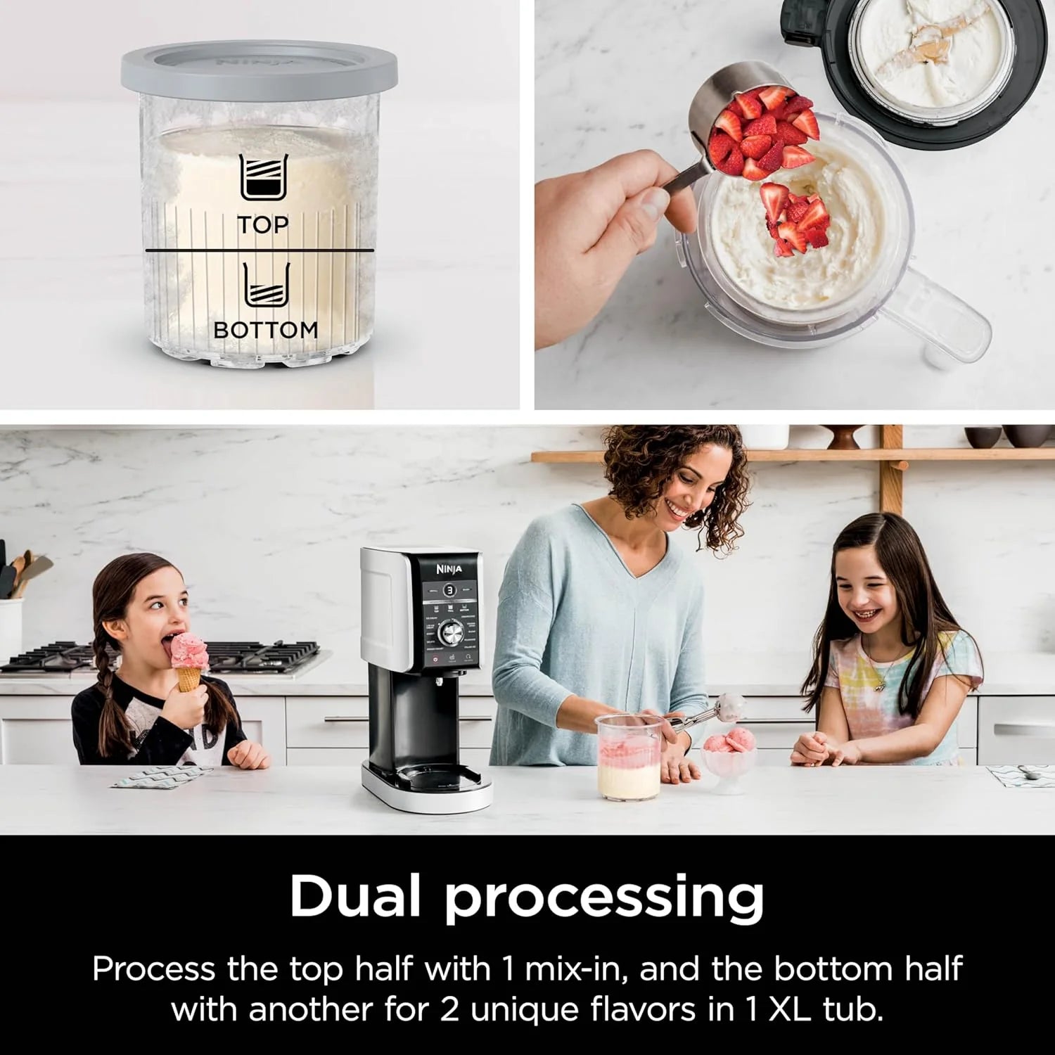ZenVora 7-in-1 Ice Cream Maker with 2 Pint Containers and Lids, Compact, Silver