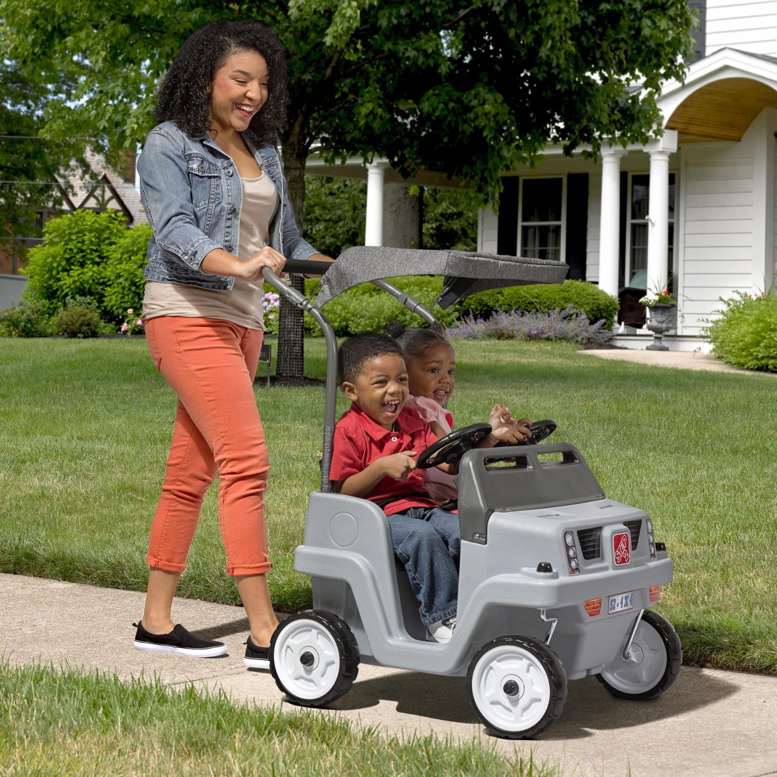 ZenVora Kids 2-Seat Side-by-Side Push Car, Push Ride-On SUV, Double Seat Ride-On Toy Vehicle for Toddlers and Young Children