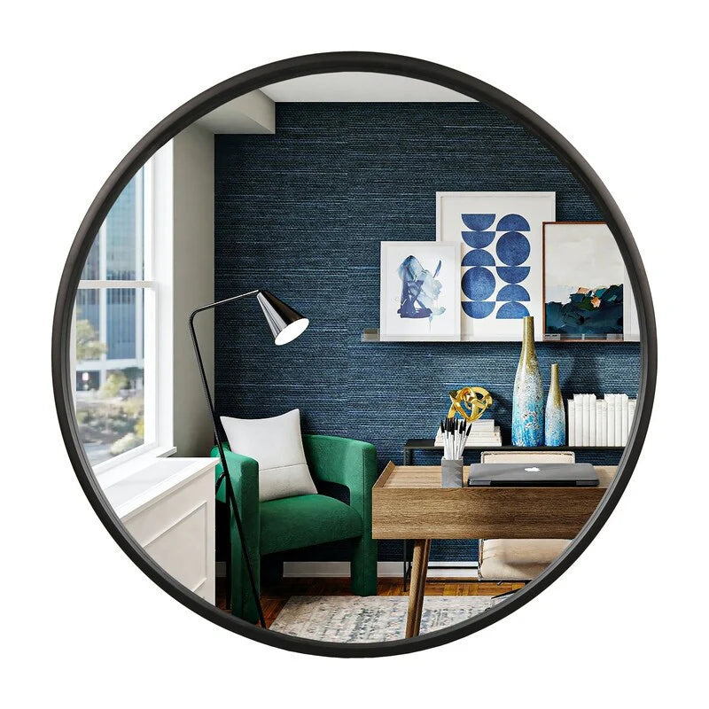 ZenVora Classic Farmhouse Round Wall Mirror, Wooden Frame Decorative Accent Mirror for Living Room, Bedroom and Entryway
