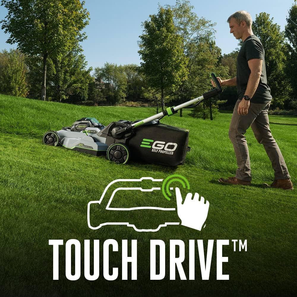 ZenVora 21-Inch 56V Self-Propelled Cordless Lawn Mower with 2 x 4.0Ah Batteries and Rapid Charger, Black
