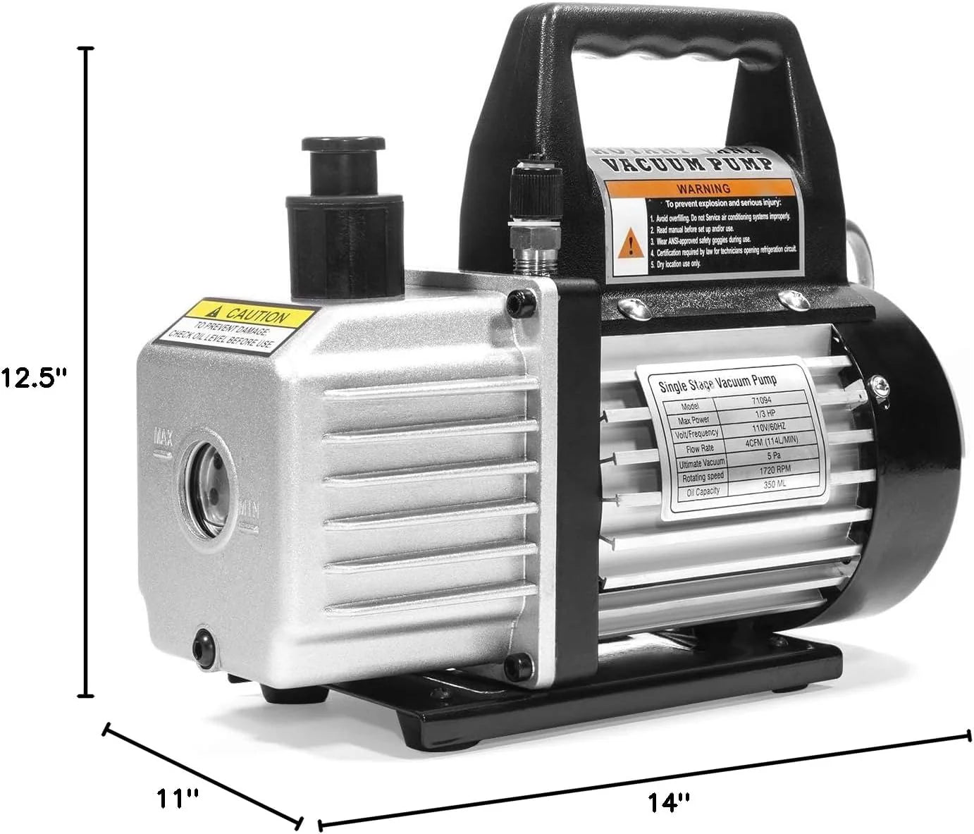 ZenVora 4 CFM HVAC A/C Refrigeration Vacuum Pump and Manifold Gauge Kit with R134a Tap, Leak Detector and Carrying Bag