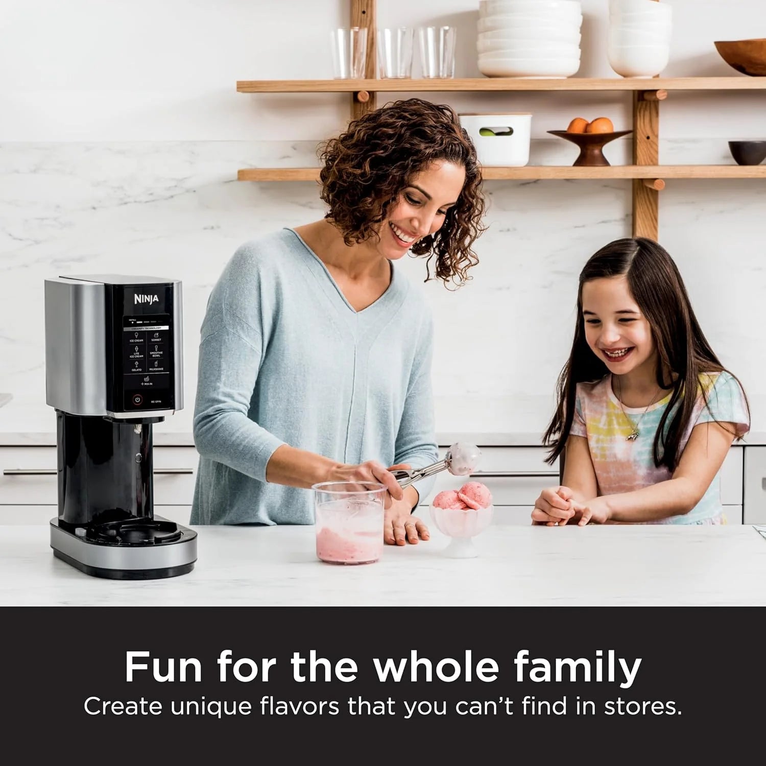 ZenVora 7-in-1 Ice Cream Maker with 2 Pint Containers and Lids, Compact, Silver