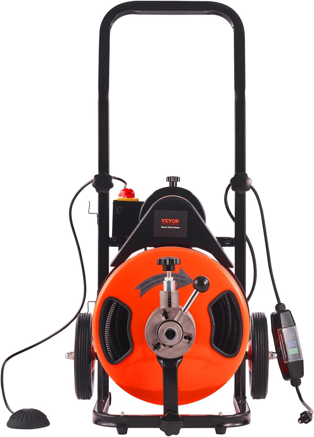 ZenVora 100FT x 1/2-Inch Drain Cleaner Machine, Auto-Feed Sewer Snake with 4 Cutters and Foot Switch for 1-4 Inch Pipes
