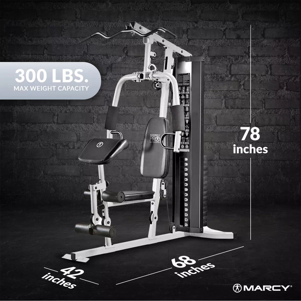 ZenVora 150-Lb. Weight Stack Home Gym with Dual-Function Arm Press and Leg Developer, Black/White