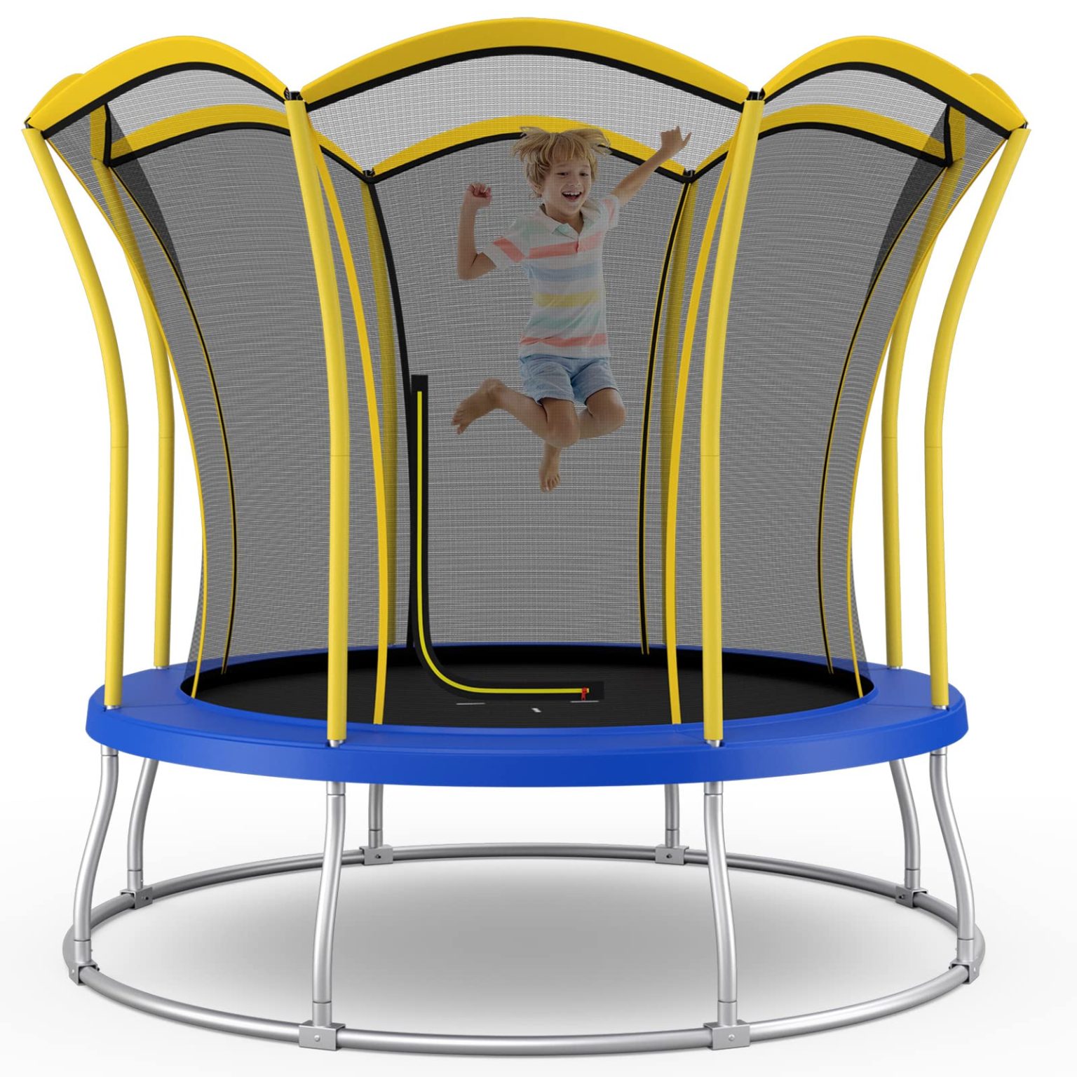 ZenVora 8FT/10FT Outdoor Trampoline – ASTM Approved with Unique Flower Shape