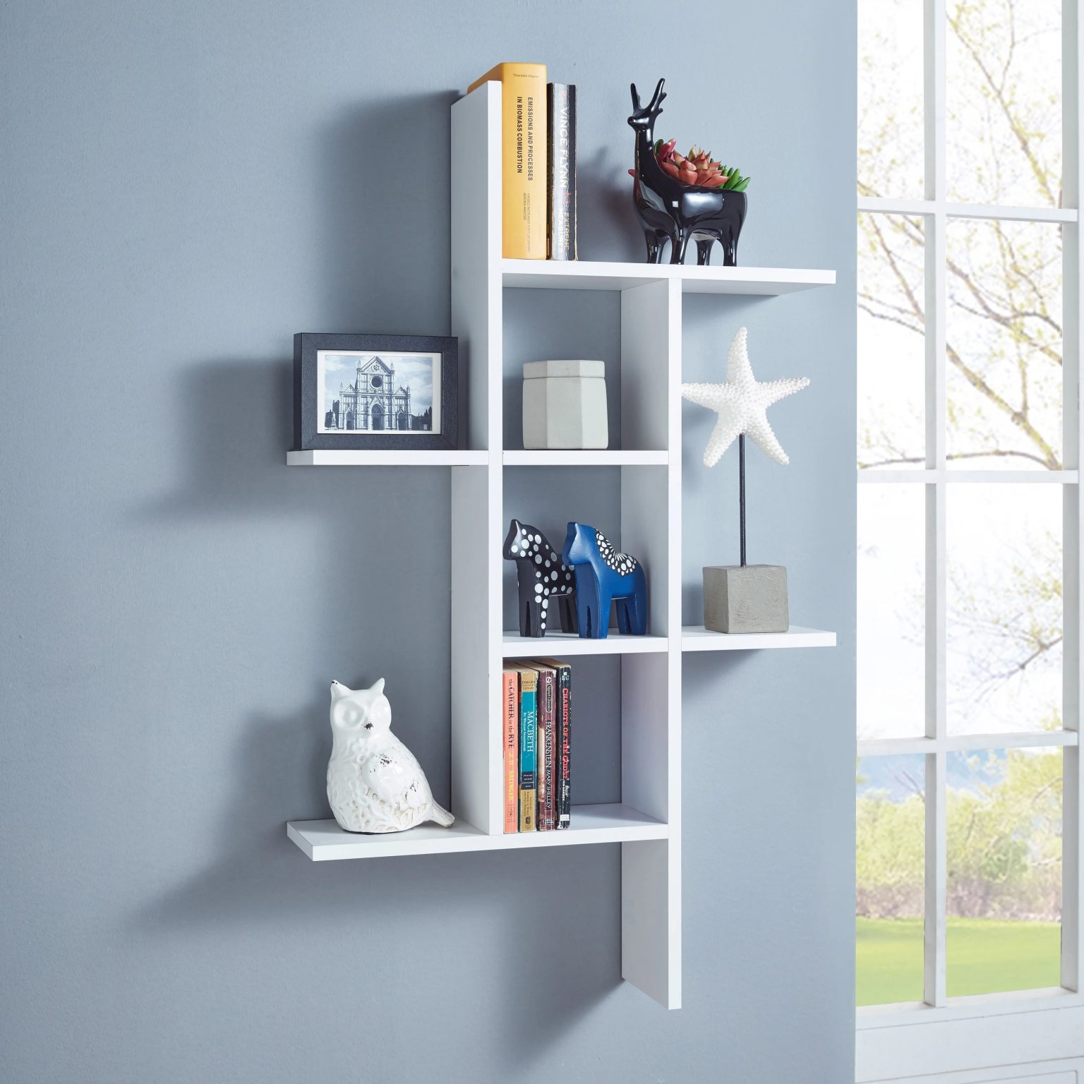 ZenVora Cantilever Floating Wall Shelf, Modern Decorative Display Shelf for Living Room, Bedroom and Home Storage