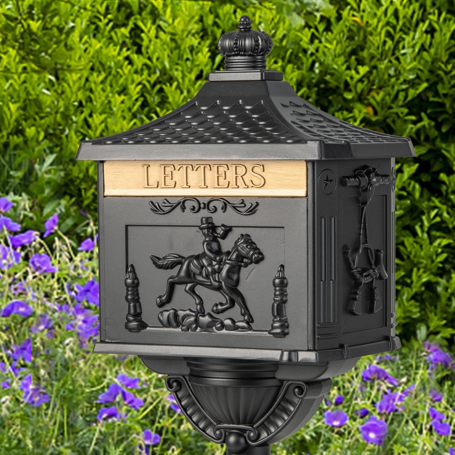 ZenVora Cast Aluminum Mailbox with Post – Rustproof Weather-Resistant Mailbox Set