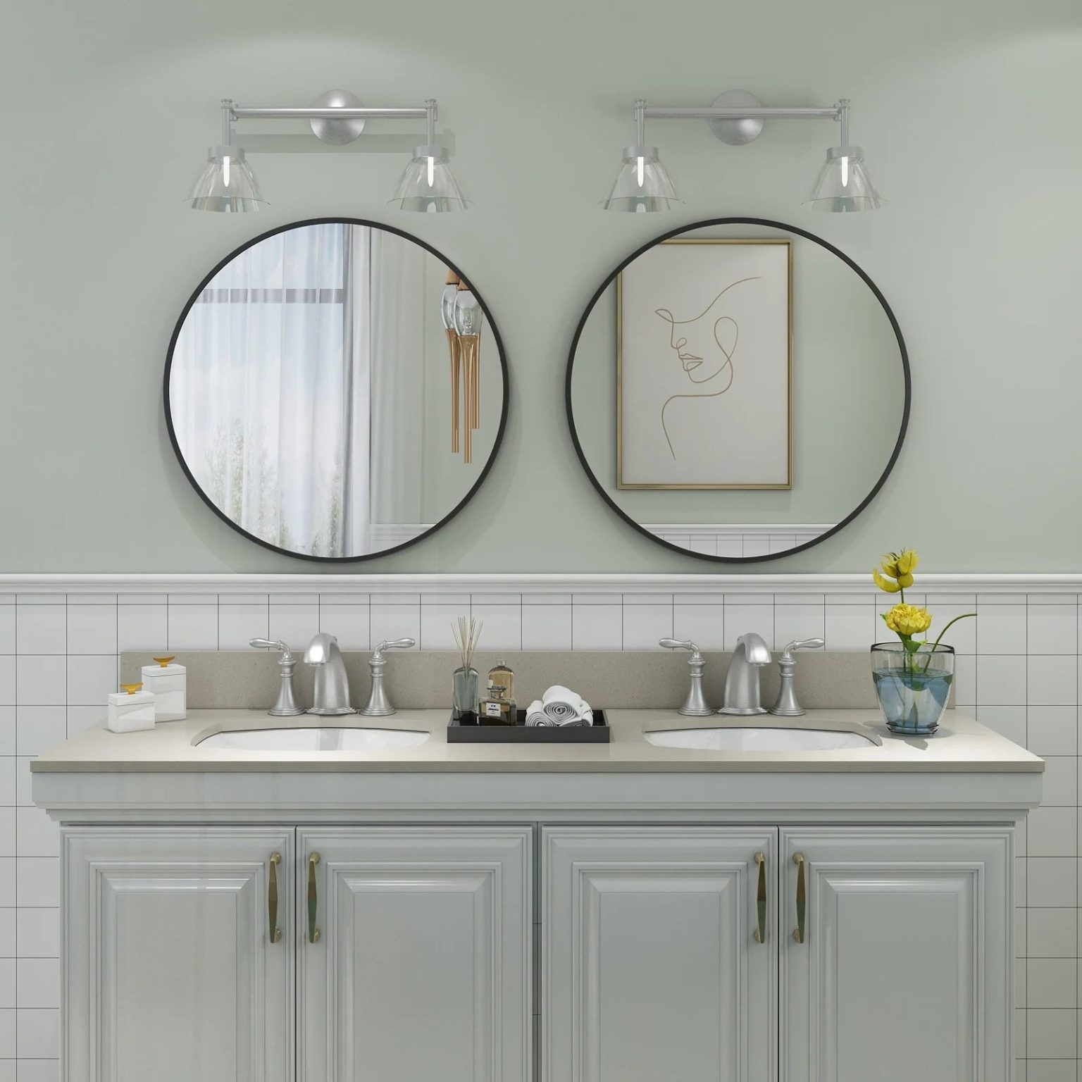 ZenVora Round Metal Black Frame Bathroom Vanity Mirror, Wall Mounted Decorative Mirror