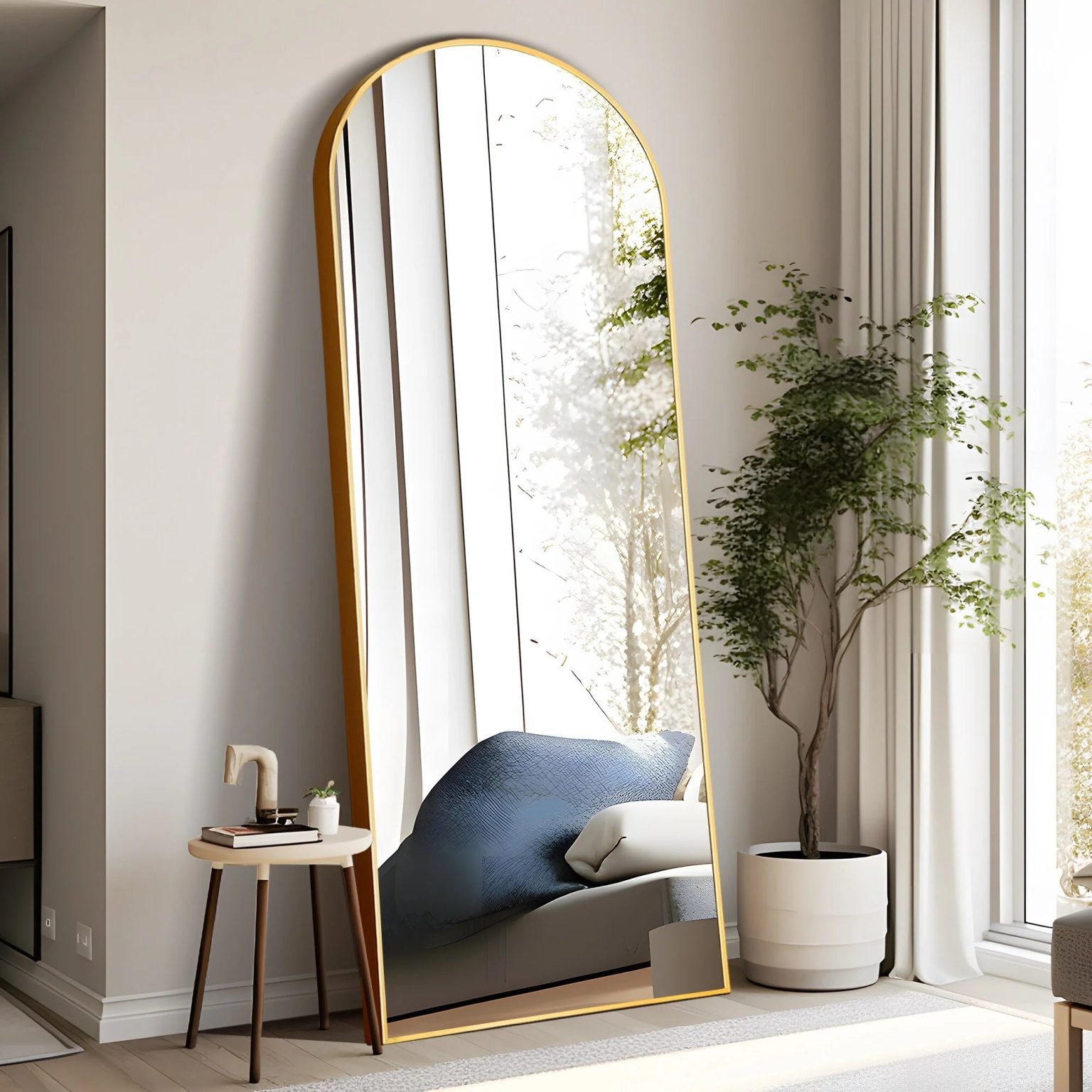ZenVora Arched Full Length Floor Mirror, Large Full Body Standing and Wall Mounted Mirror for Bedroom, Living Room and Home Decor