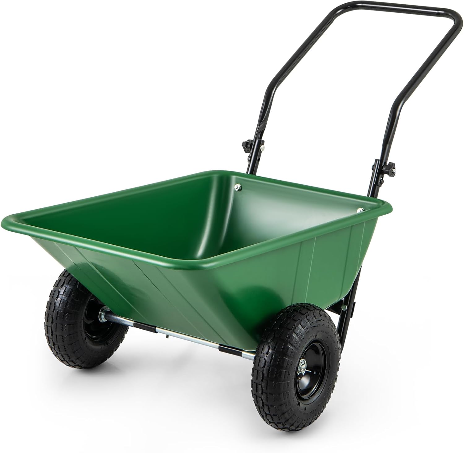 ZenVora Dual-Wheel Wheelbarrow – Heavy-Duty Garden Cart with Pneumatic Tires, 330LBS Capacity