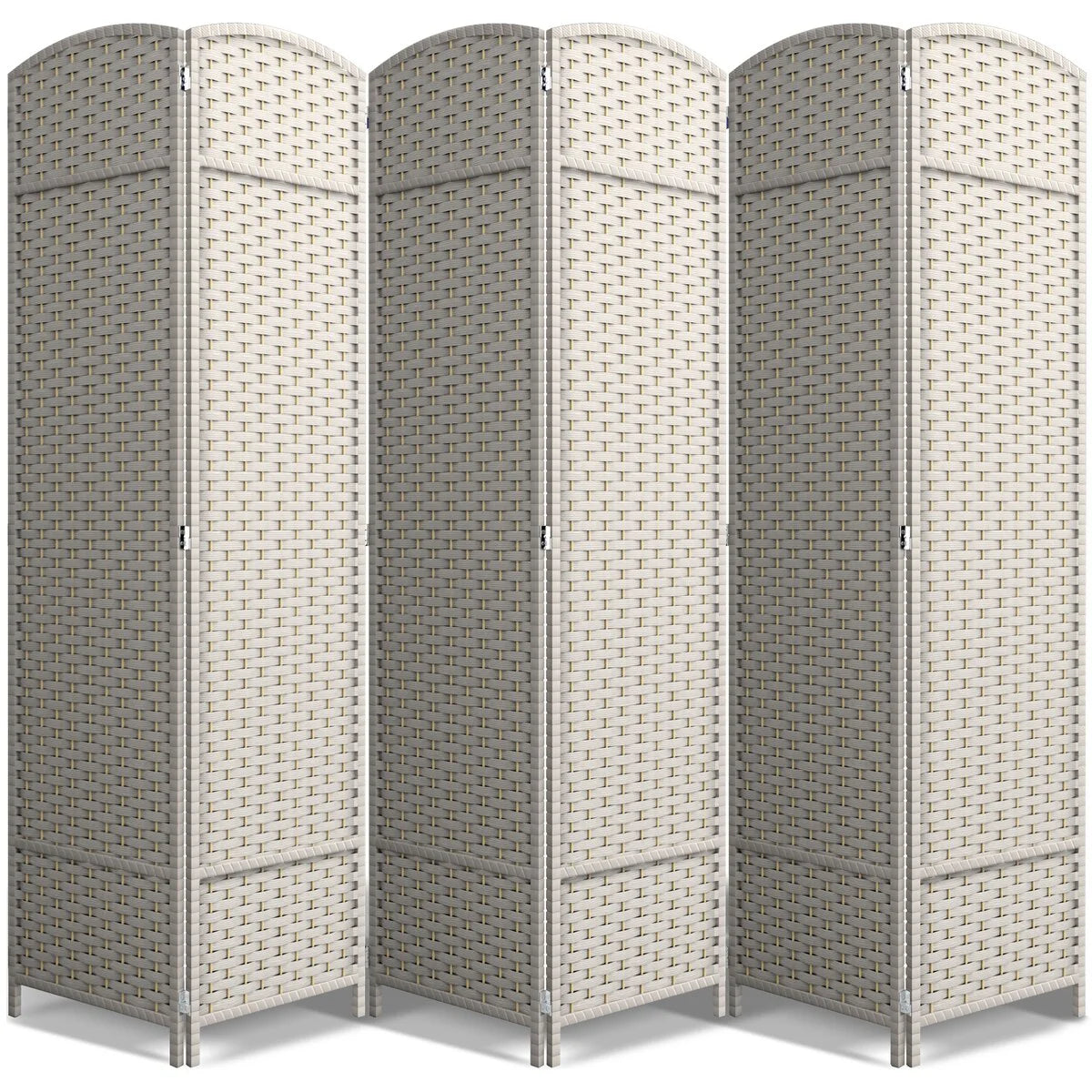 ZenVora 6 Panel Room Divider, 6ft Tall Extra Wide Folding Privacy Screen with Hand-Woven Mesh Panels
