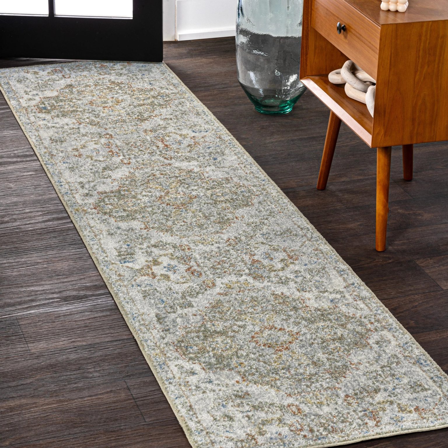 ZenVora Bohemian Medallion Low-Pile Machine-Washable Area Rug, Cream and Terra