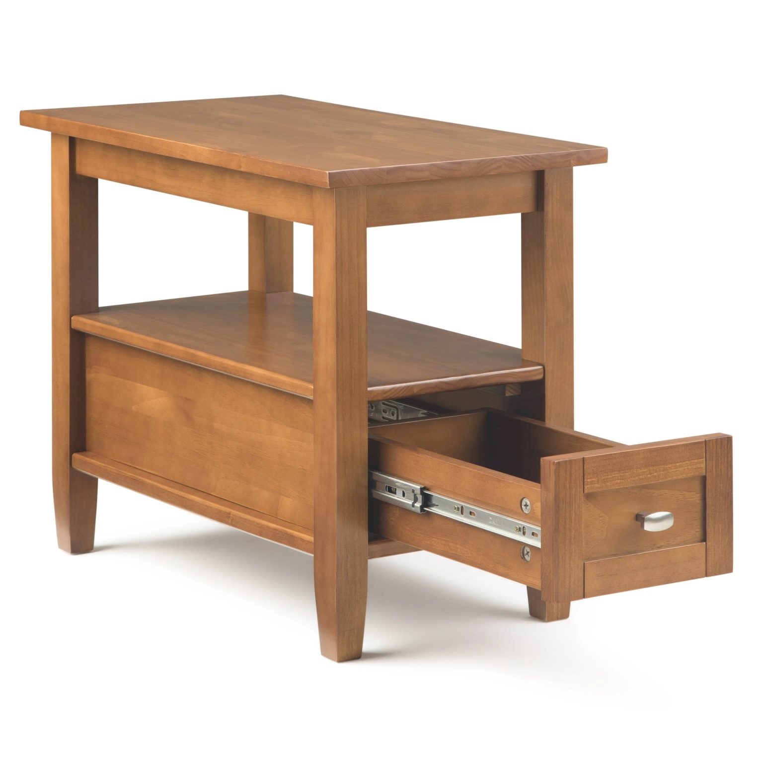 ZenVora 14" Wide Solid Wood Narrow Side Table, Rectangle Transitional Style Accent Table