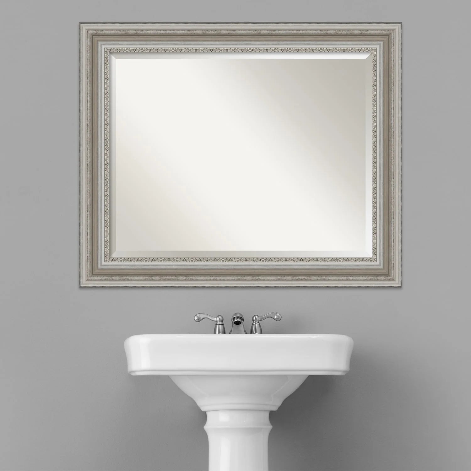 ZenVora Beveled Bathroom Wall Mirror, Silver Frame Decorative Vanity Mirror for Bathroom, Bedroom and Entryway