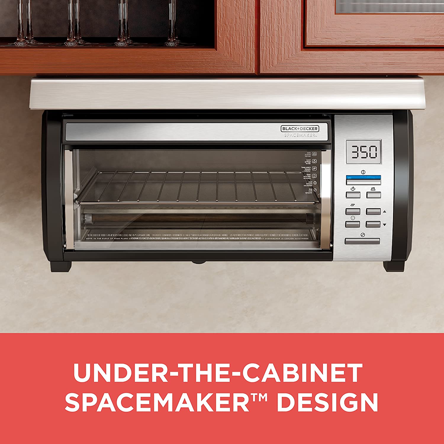 ZenVora Under-Counter Toaster Oven with Digital Controls, Black/Stainless Steel, Fits 9-Inch Pizza