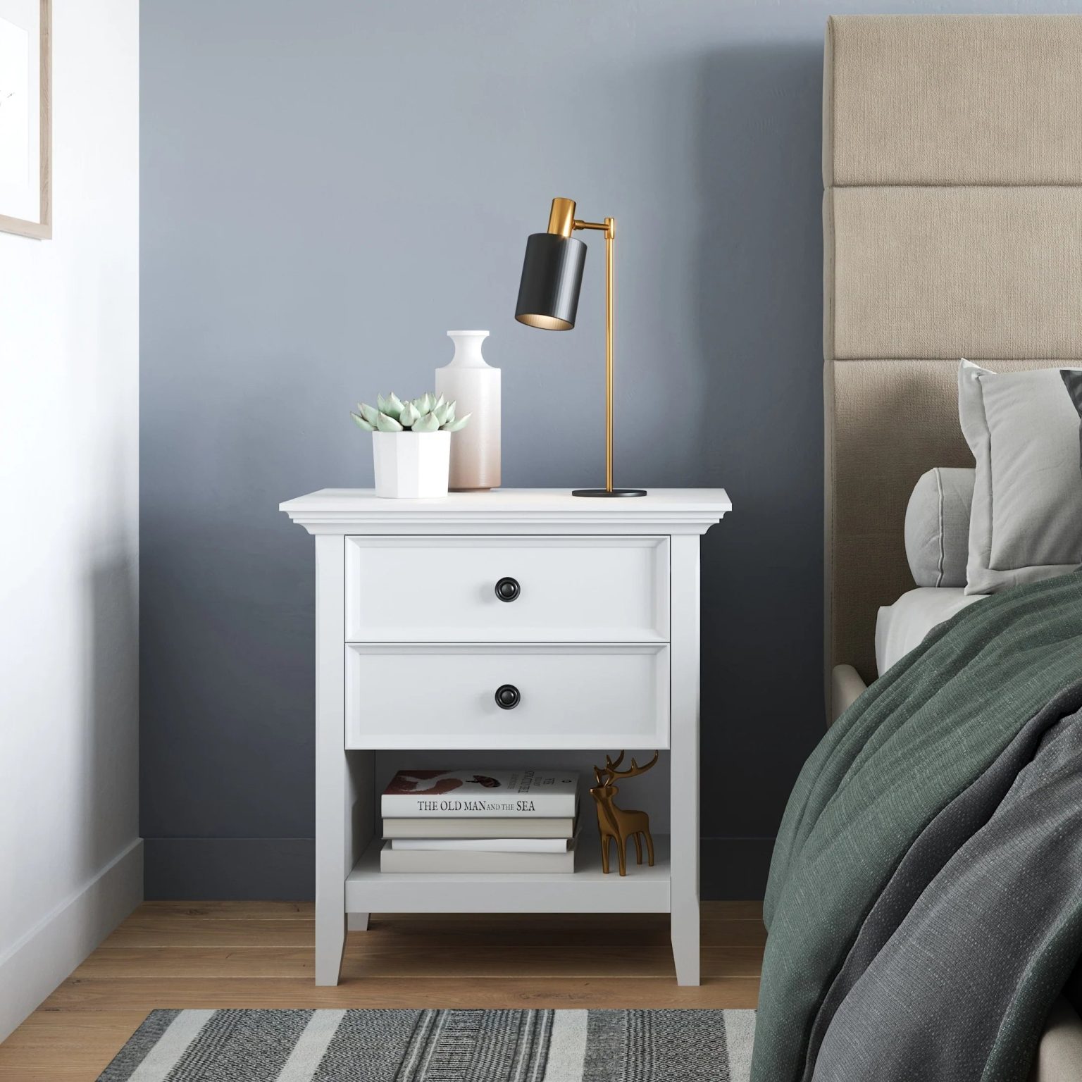 ZenVora 24 Inch Wide Solid Wood Nightstand, Bedside Table and Bedroom End Table