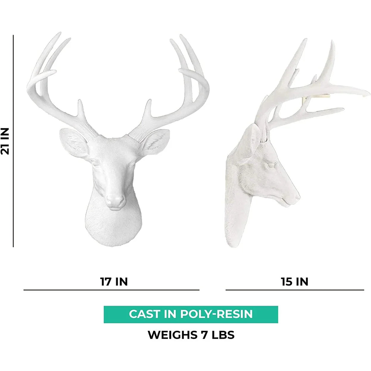 ZenVora White Deer Head Wall Decor, Modern Decorative Animal Head Sculpture for Living Room, Bedroom and Home Decoration
