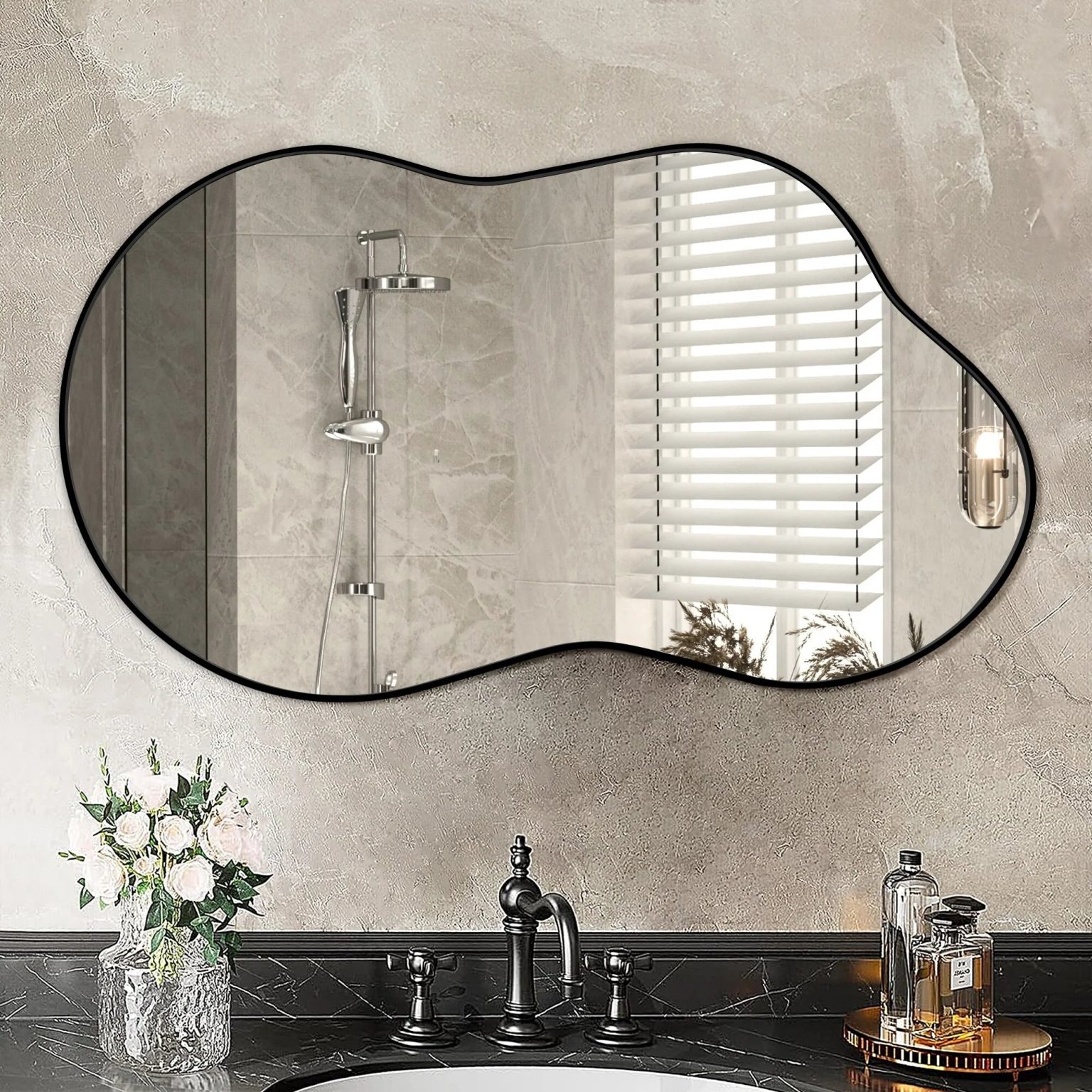 ZenVora Asymmetrical Irregular Wall Mirror, Modern Decorative Accent Mirror for Living Room, Bedroom and Entryway