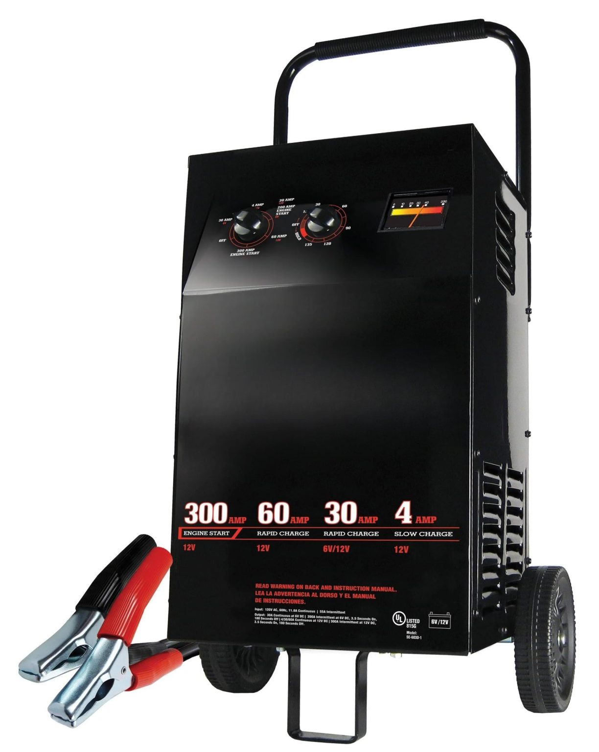 ZenVora Manual Wheel Battery Charger and Engine Starter, 6V/12V, 300 Amp Jump Start, 60 Amp Fast Charge