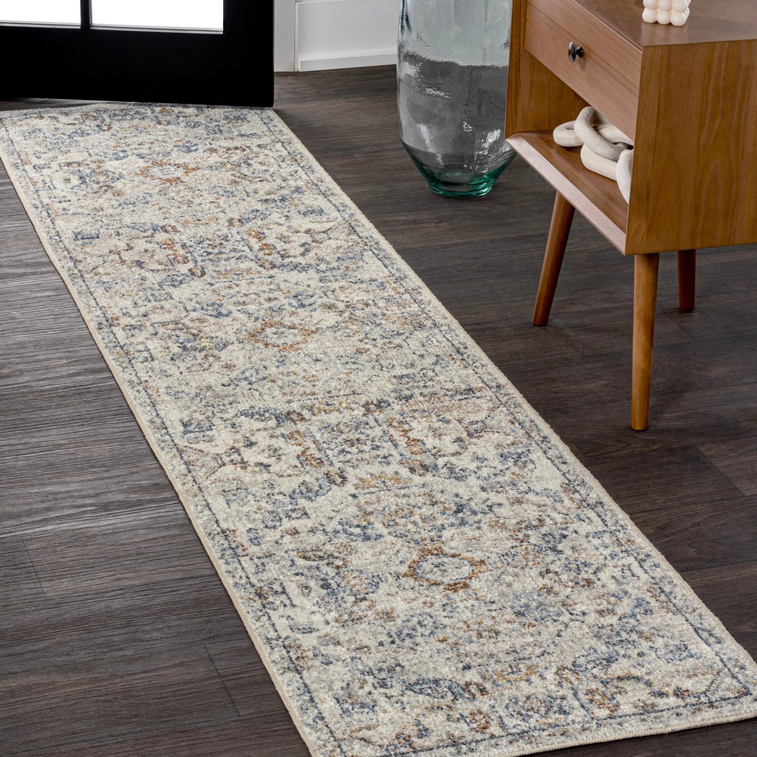 ZenVora Bohemian Medallion Low-Pile Machine-Washable Area Rug, Cream and Terra