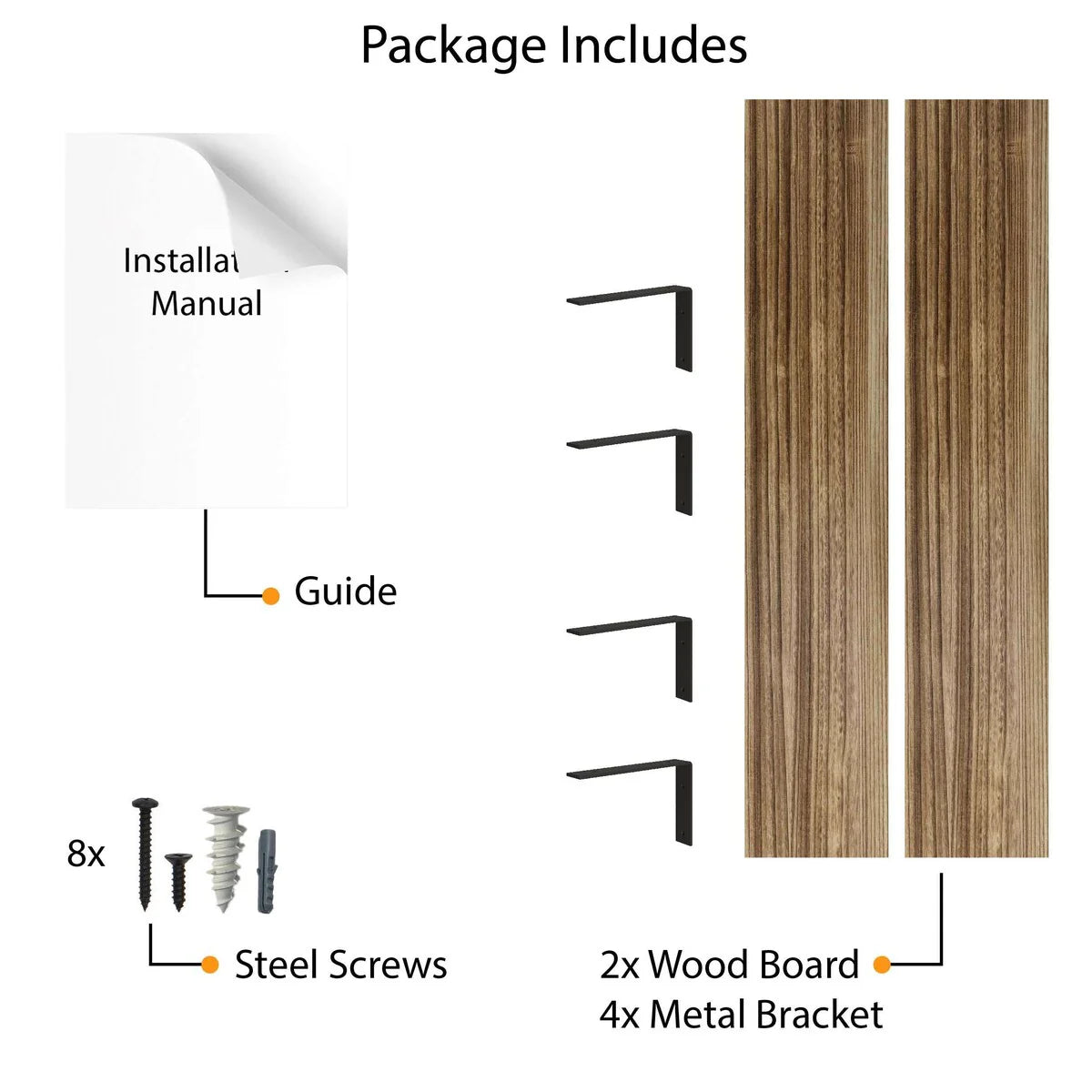 ZenVora 60 Inch Rustic Floating Wall Shelves, 2 Piece Burnt Wood Display and Storage Shelves