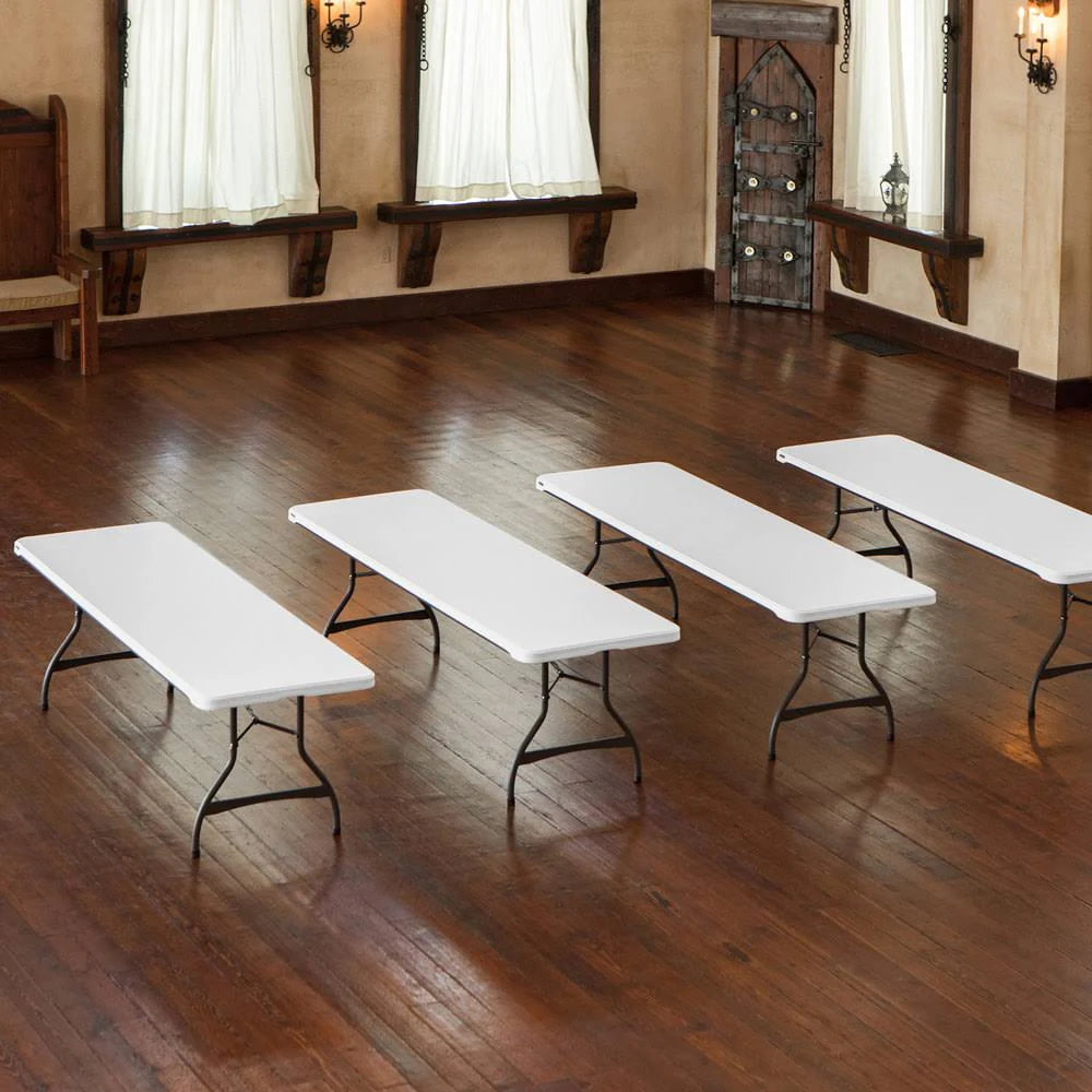 ZenVora 4-Pack Commercial 8-Ft. Folding Tables, Stacking, White
