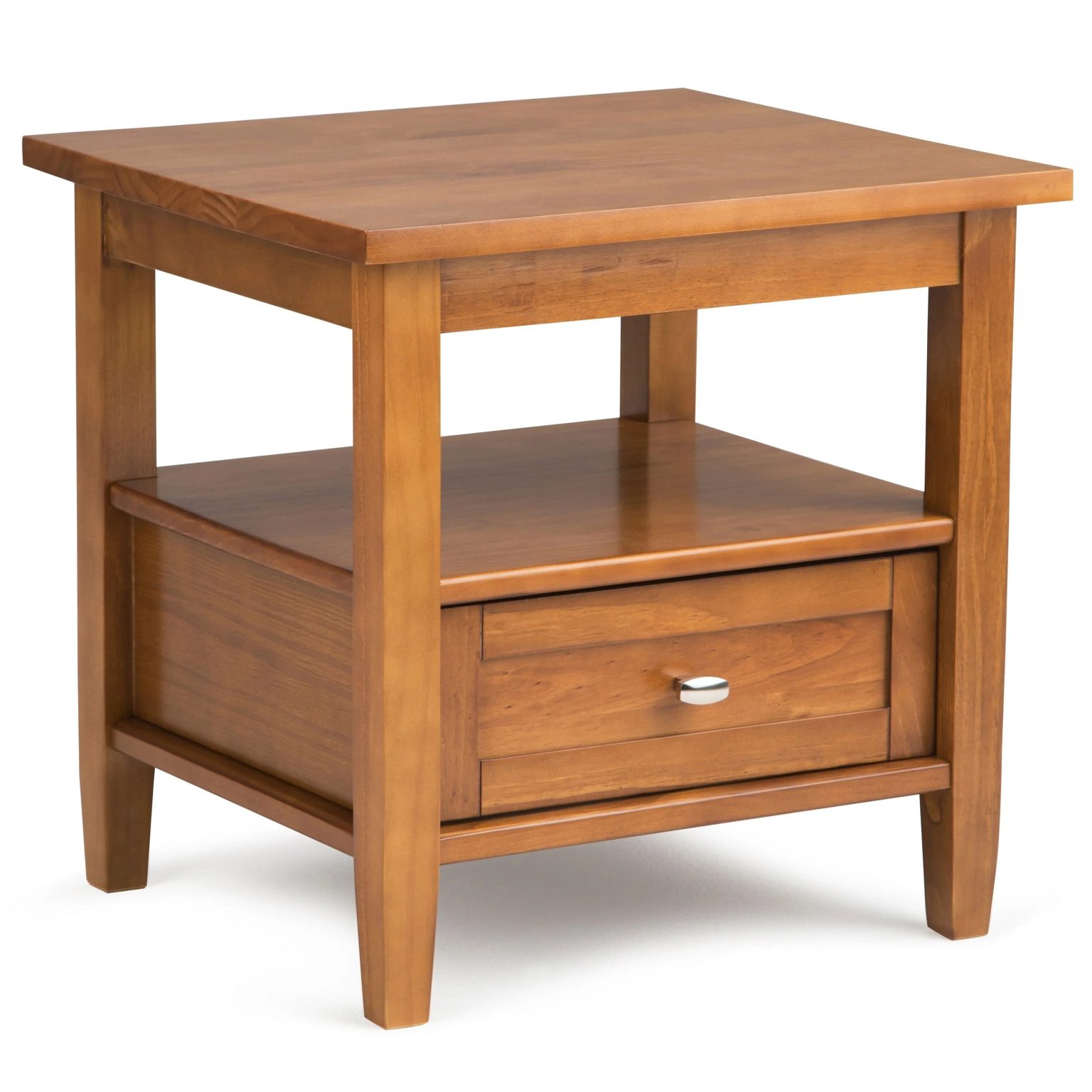 ZenVora 20 Inch Wide Solid Wood Rectangle End Table, Transitional Side Table
