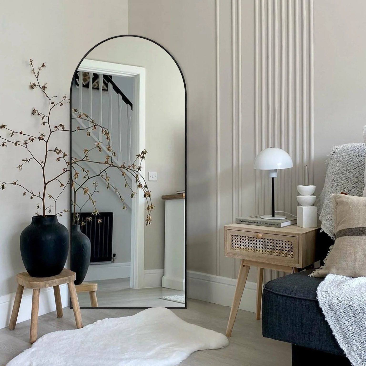 ZenVora Modern Arched Full Length Floor Mirror, Aluminum Alloy Frame Standing Full Body Mirror