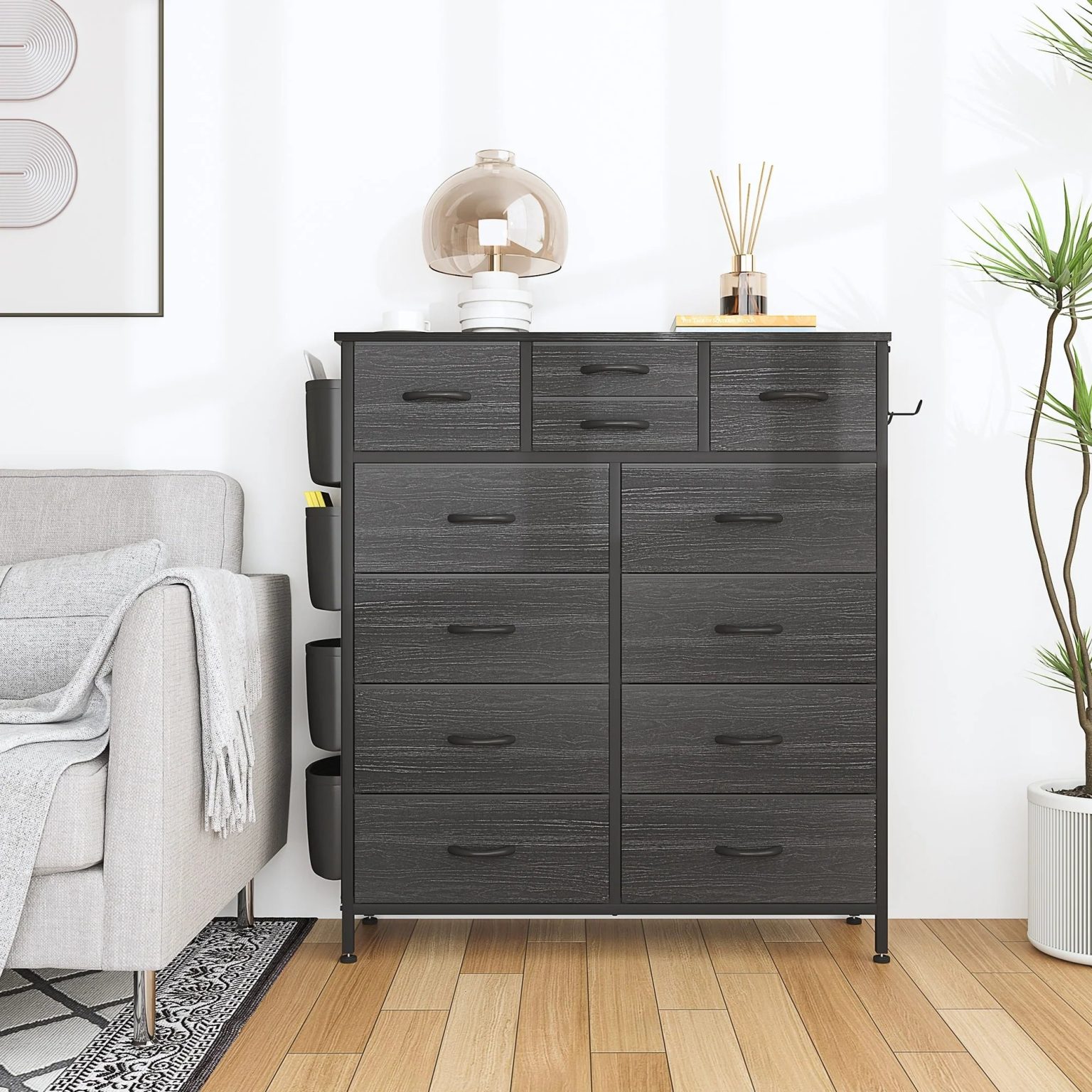 ZenVora 12 Drawer Fabric Dresser, Tall Bedroom Chest of Drawers with Storage