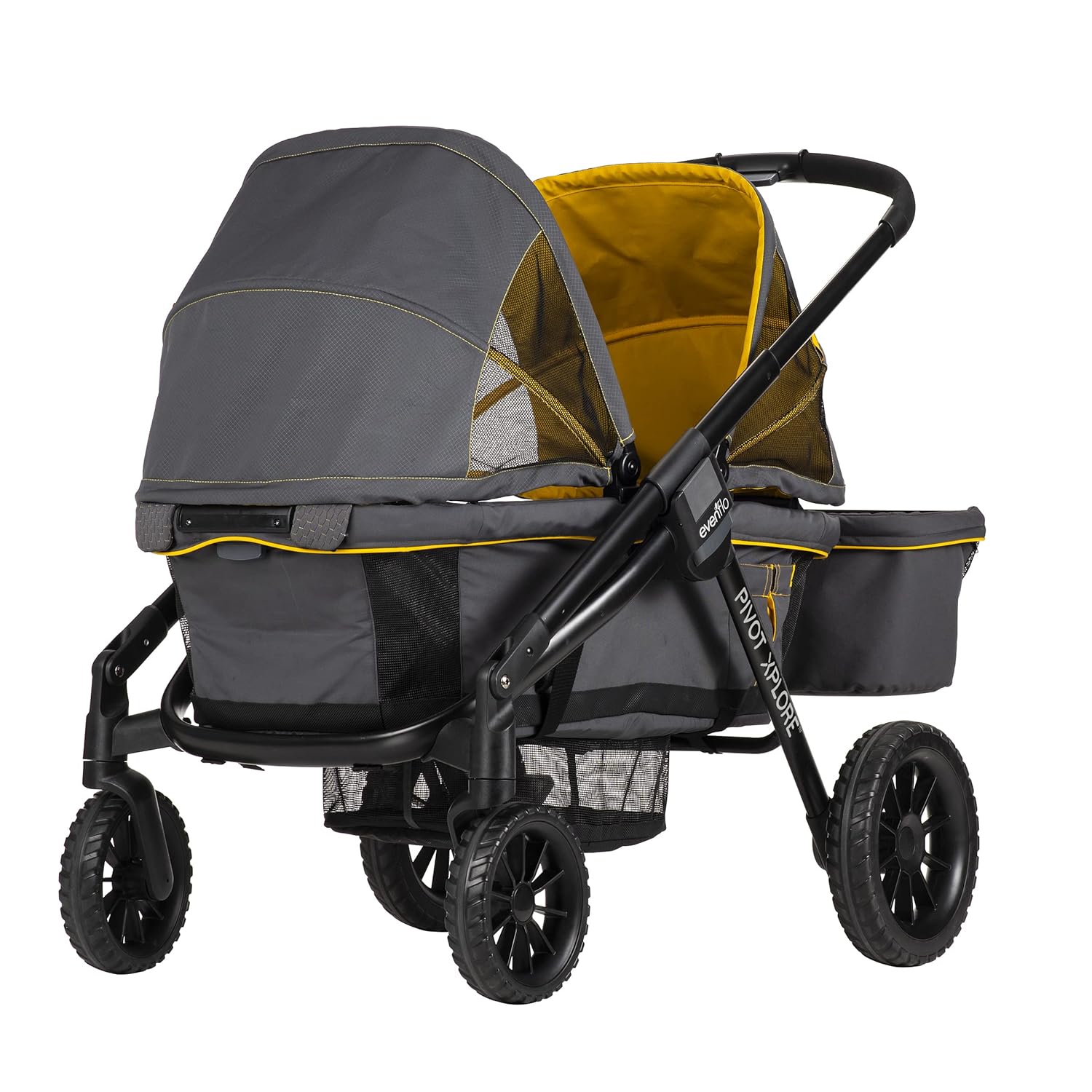 ZenVora 2-in-1 All-Terrain Baby Stroller Wagon with Canopy and Storage - Gray