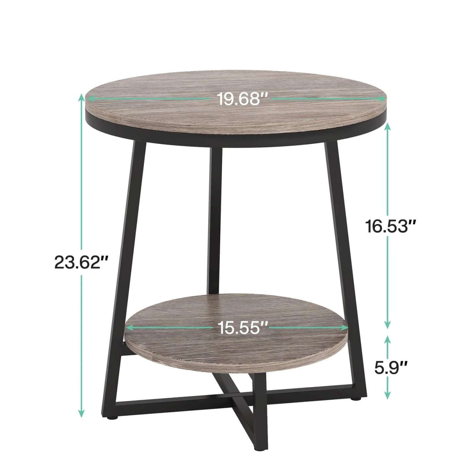 ZenVora Industrial Round End Table, Small Side Table and Accent Coffee Table for Living Room and Bedroom