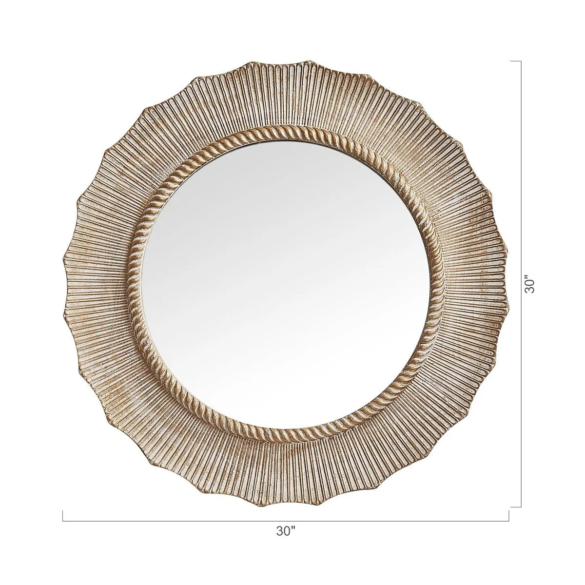 ZenVora 30 Inch Bohemian Beige Round Wood Bathroom Vanity Wall Mirror