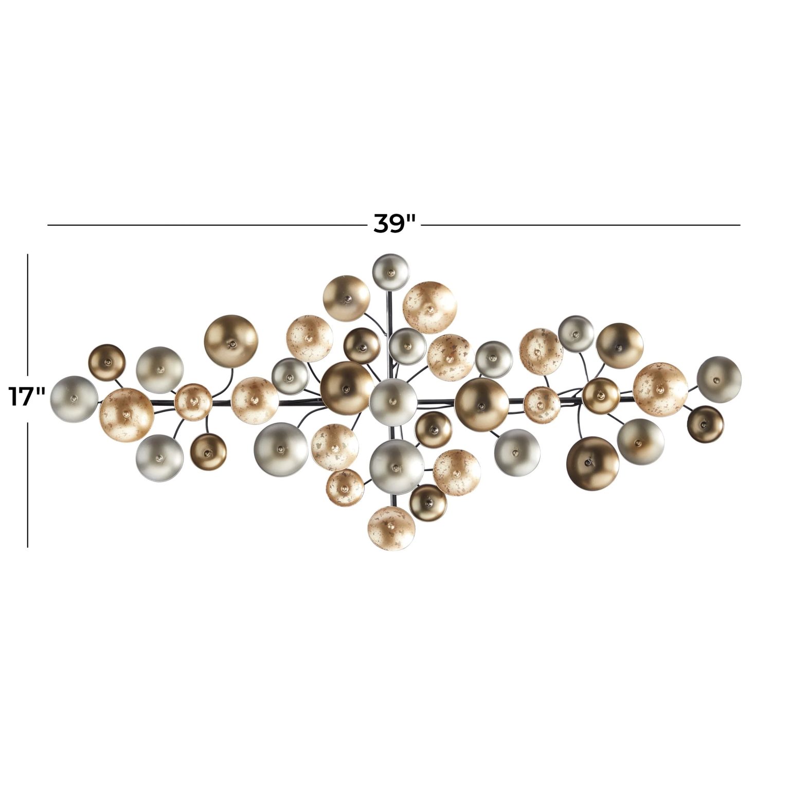 ZenVora Gold Metal Plate Wall Decor with Textured Pattern, Decorative Wall Art