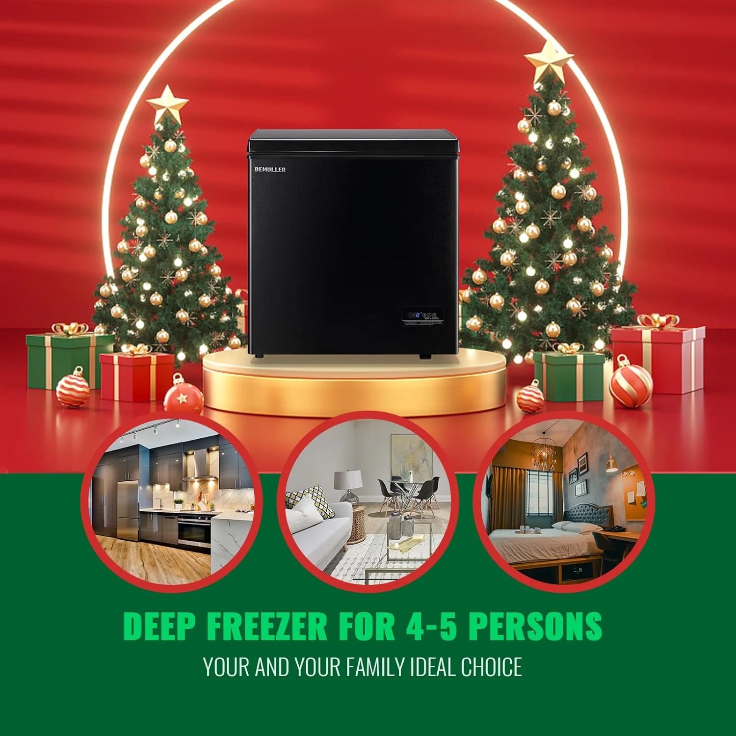 ZenVora 5.0 Cu. Ft. Chest Freezer with 2 Removable Stainless Steel Baskets, Electronic Control, 41°F to -15°F, Black