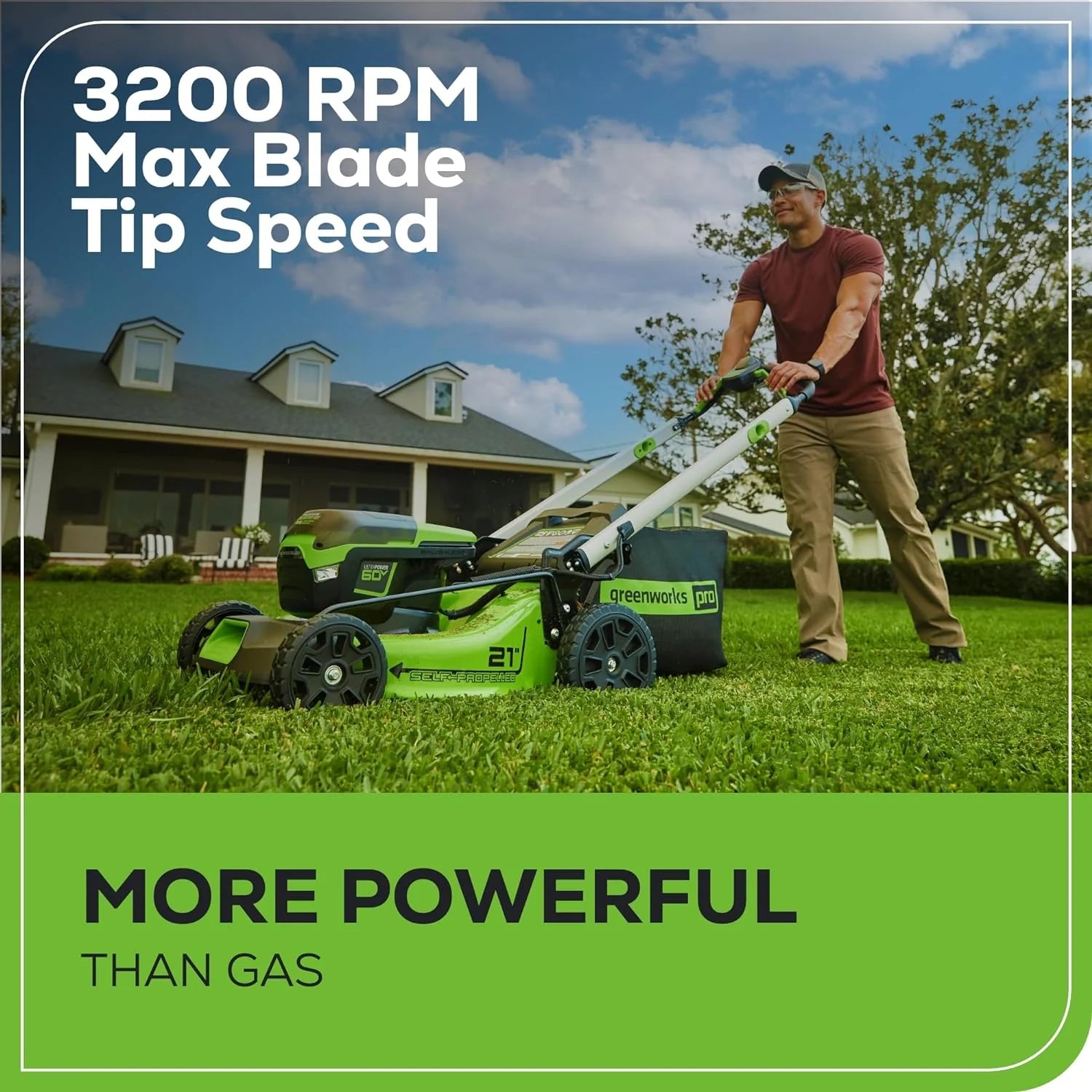 ZenVora 60V 21-Inch Cordless Self-Propelled Lawn Mower with 2 x 4.0Ah Batteries and Dual-Port Rapid Charger