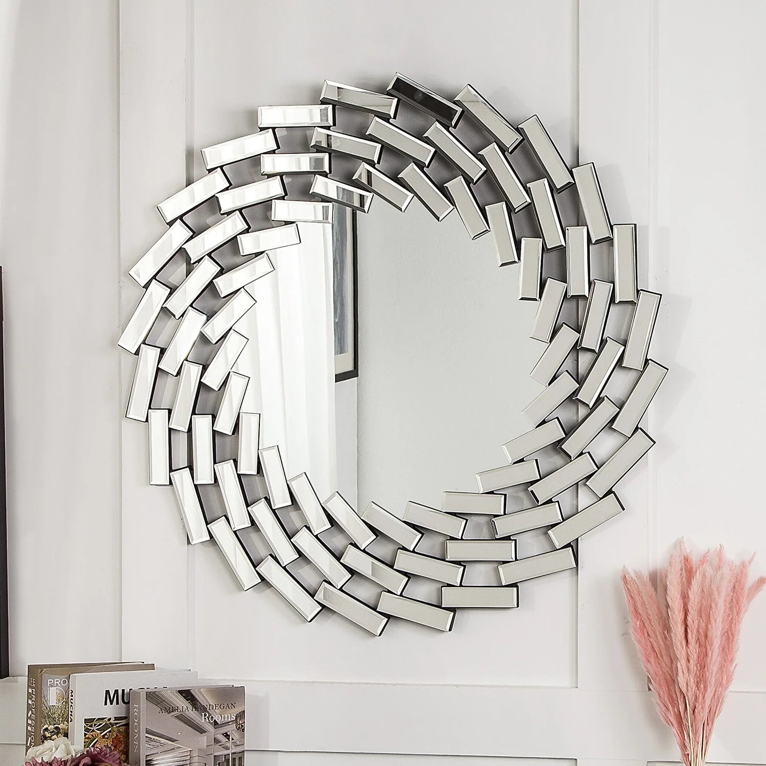 ZenVora Round Sunburst Wall Mirror, Decorative Accent Mirror for Living Room, Bedroom and Entryway Home Decor