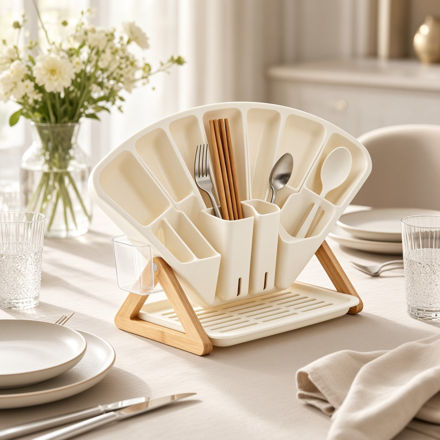 ZenVora Fan-Shaped Silverware Organizer