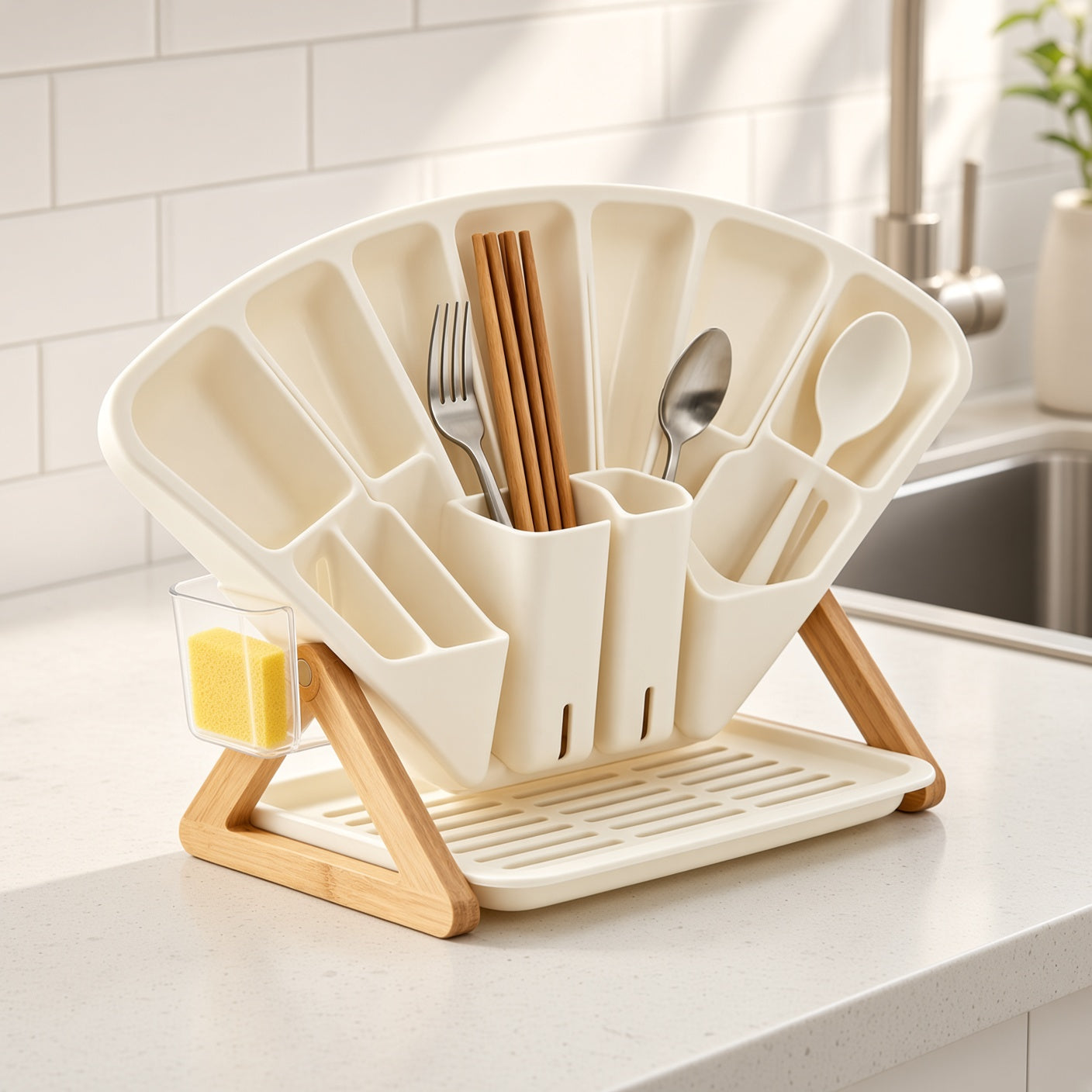 ZenVora Fan-Shaped Silverware Organizer