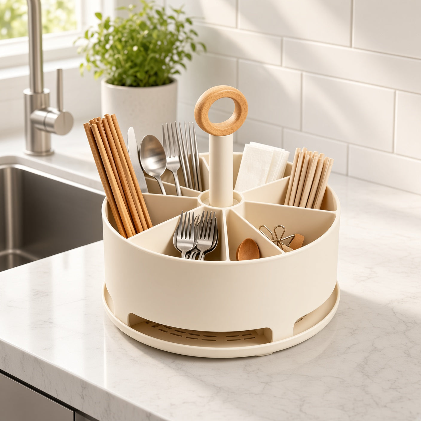 ZenVora Rotatable Silverware Organizer