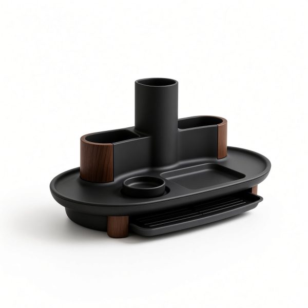 ZenVora Multi-Compartment Utensil Caddy with Drain Drawer