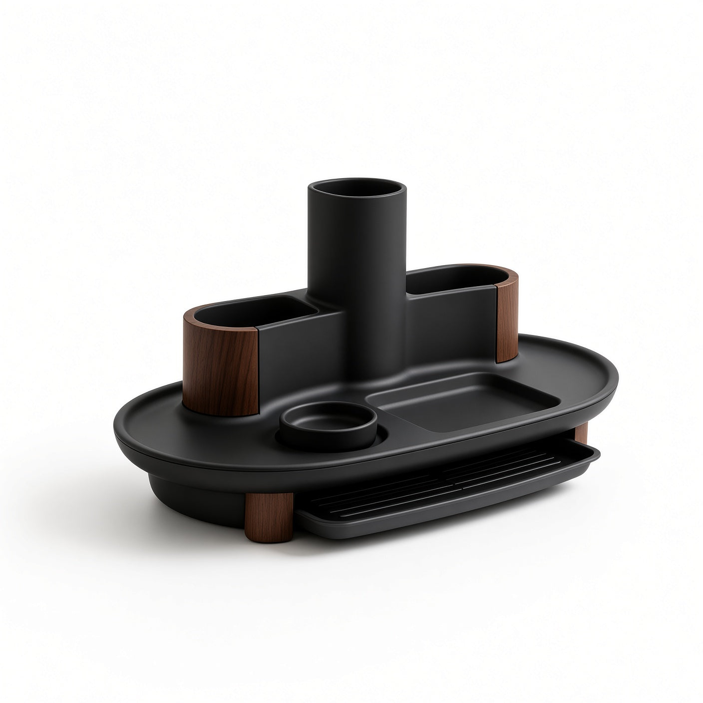 ZenVora Multi-Compartment Utensil Caddy with Drain Drawer