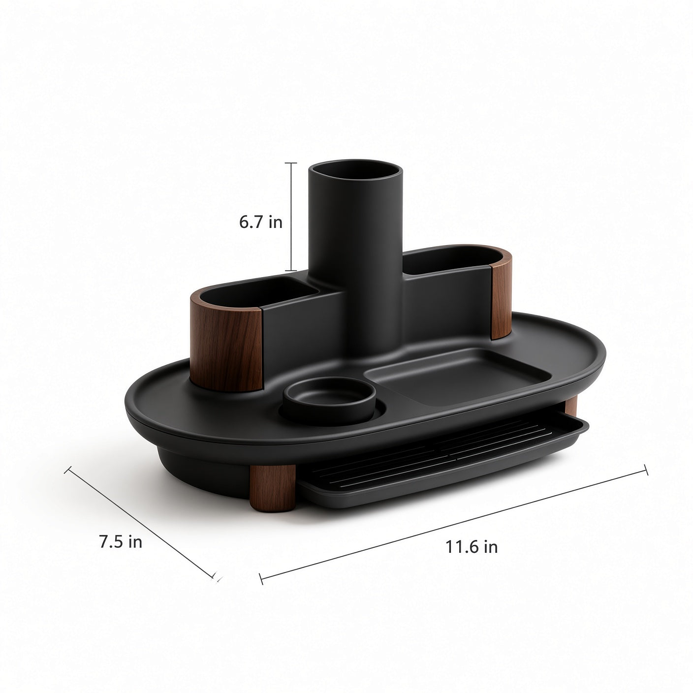 ZenVora Multi-Compartment Utensil Caddy with Drain Drawer
