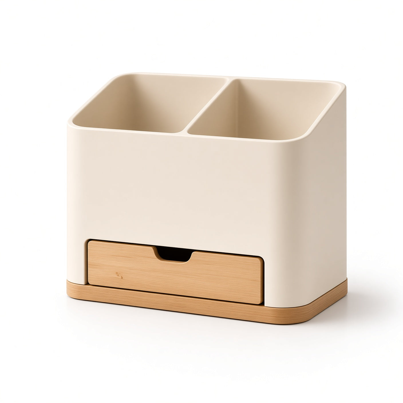 ZenVora 2-Compartment Silverware Holder with Bamboo Drain Drawer