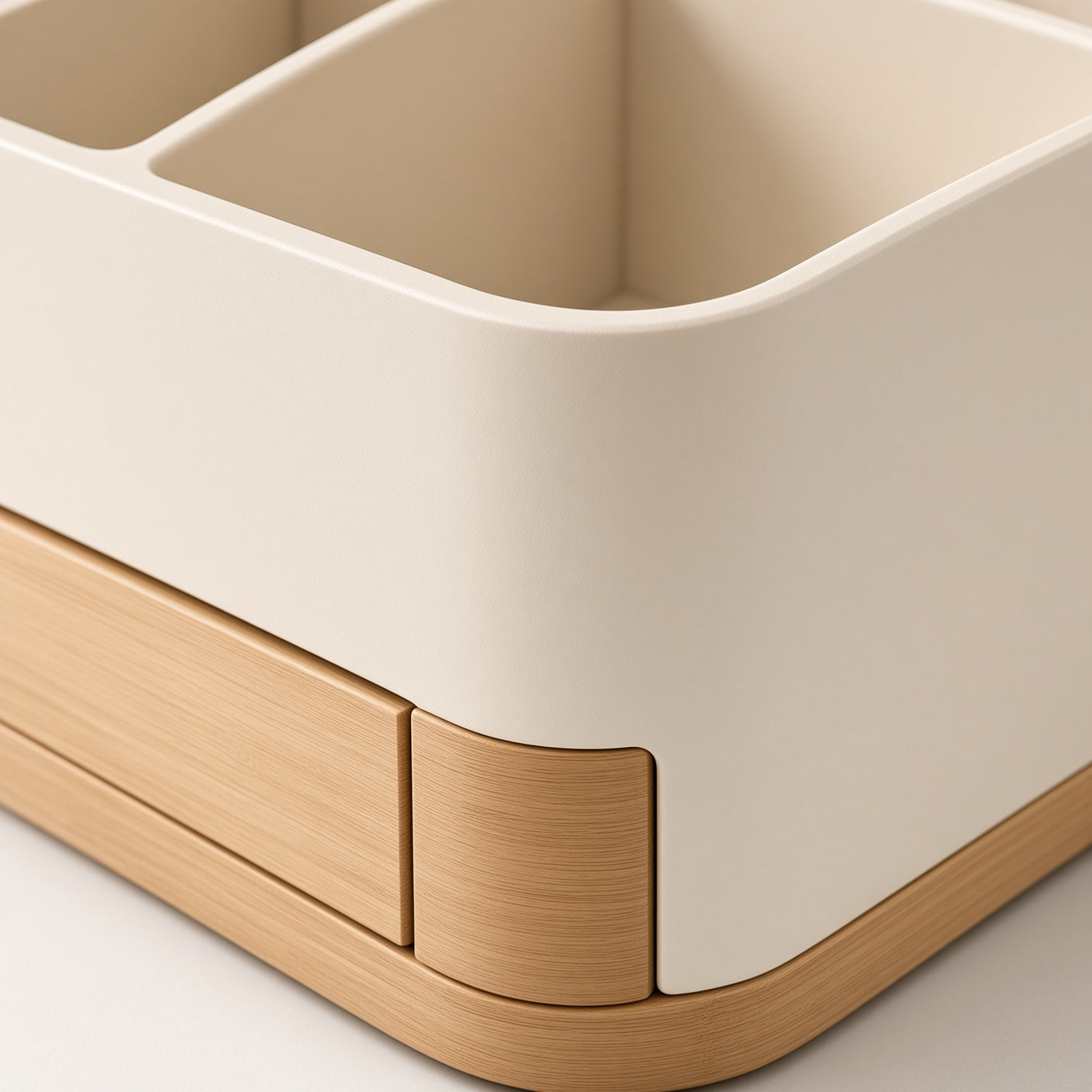 ZenVora 2-Compartment Silverware Holder with Bamboo Drain Drawer