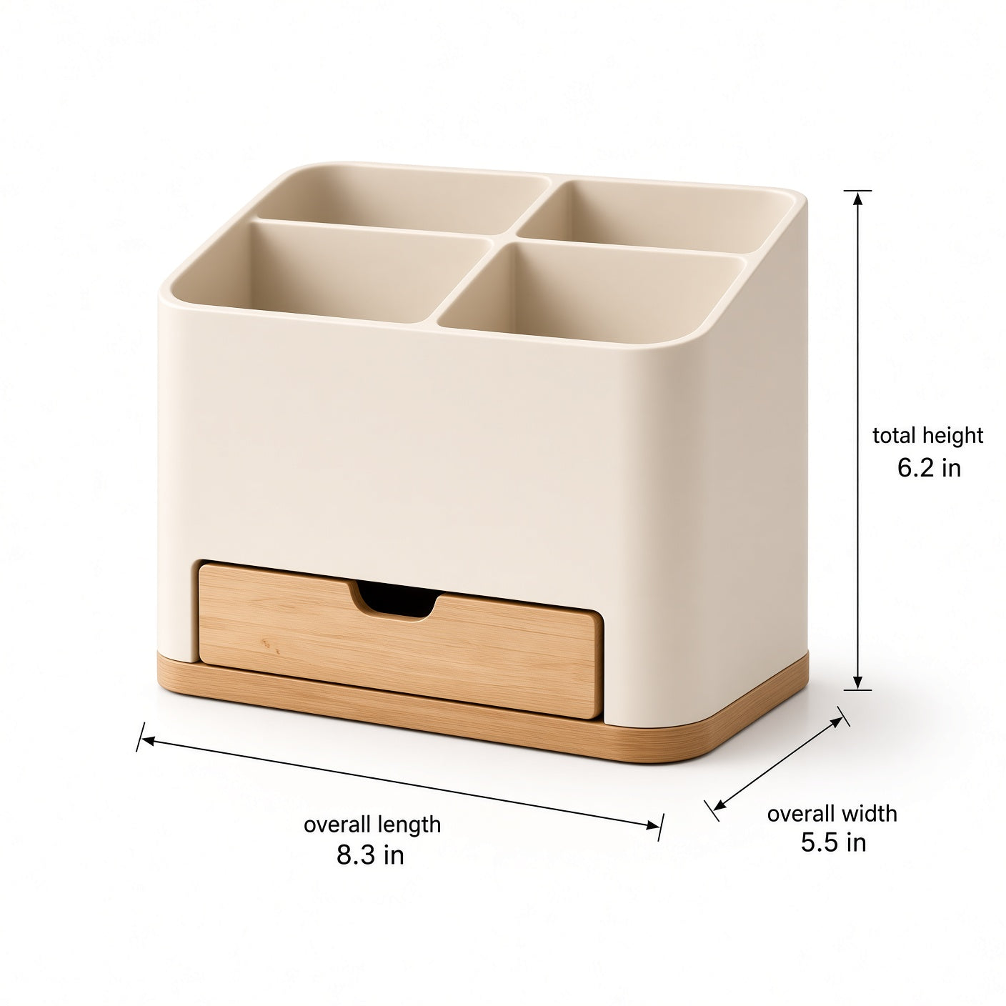 ZenVora 2-Compartment Silverware Holder with Bamboo Drain Drawer